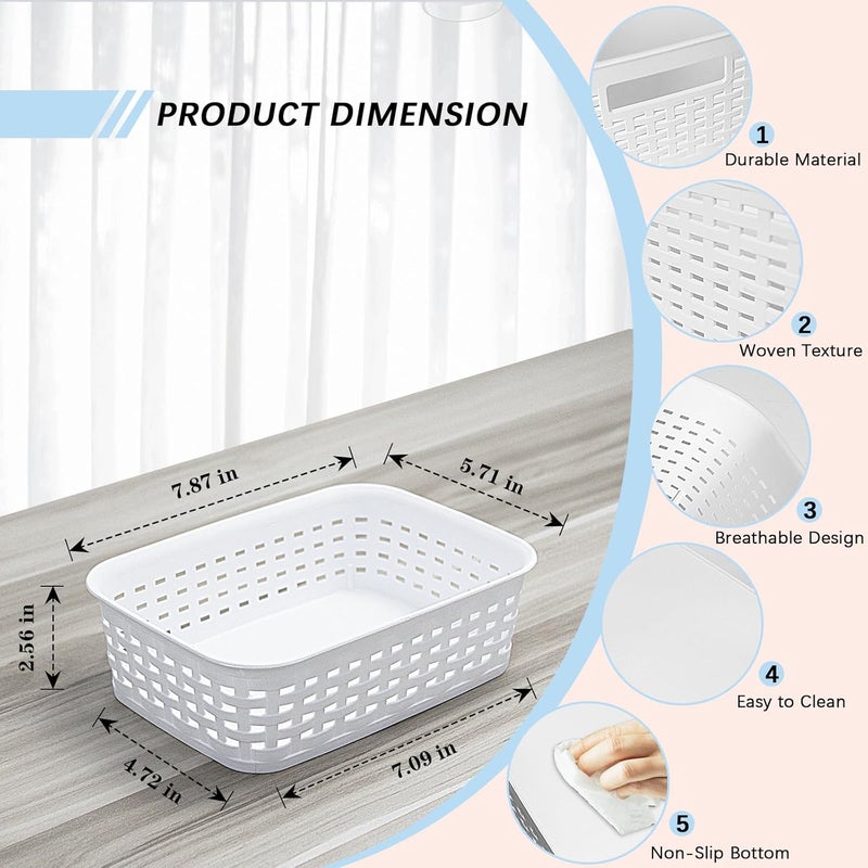 Soddeph Plastic Storage Baskets for Cabinets, Household Pantry Organization with Handle,Organizer Bins for Room,Bathrooms,Under-Sink,Kitchen (White, XS-3PACK) - Image 2